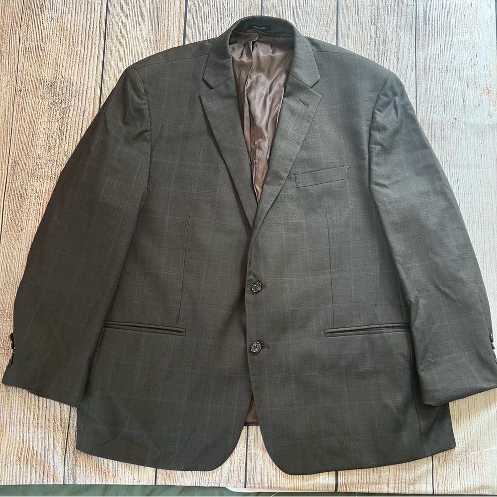 Lauren Ralph Lauren Mens 50R Gray Blue Stripe Natural Stretch Wool Blazer Jacket
